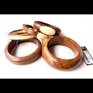 5 wooden bangles, sold as a set of 5!